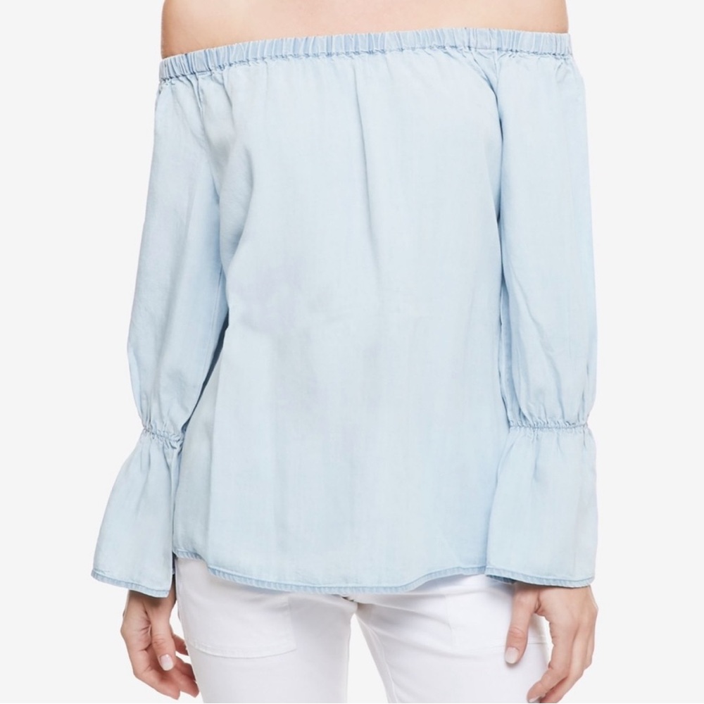 Sanctuary Blue Off-the-Shoulder Bell Sleeve Blouse